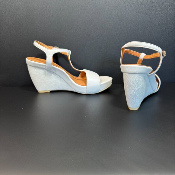 L'Amour Des Pieds T-strap Black Leather Wedge 8M - Picture 7 of 11